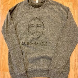 Tupac grey sweatshirt. “California Love”